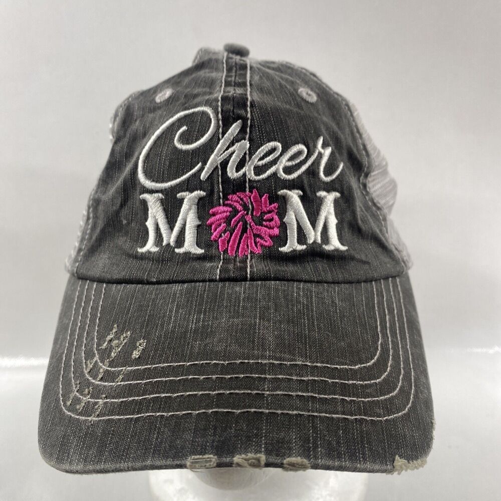 Distressed Trucker Style Cheer Mom Baseball Cap Embroidered Hat